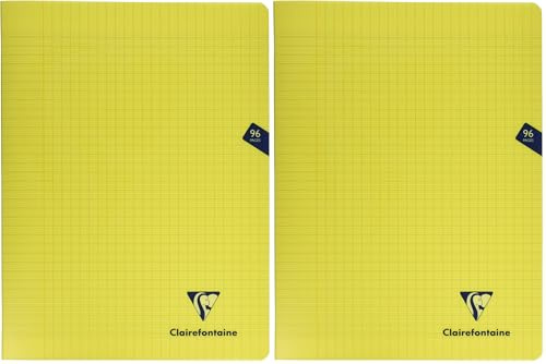 Clairefontaine 343361C - Schulheft/Heft Mimesys DIN A4+ 24x32 cm, 48 Blatt 90g, französische Lineatur, geheftet, Einband aus PP, Gelb, 1 Stück (Packung mit 2)