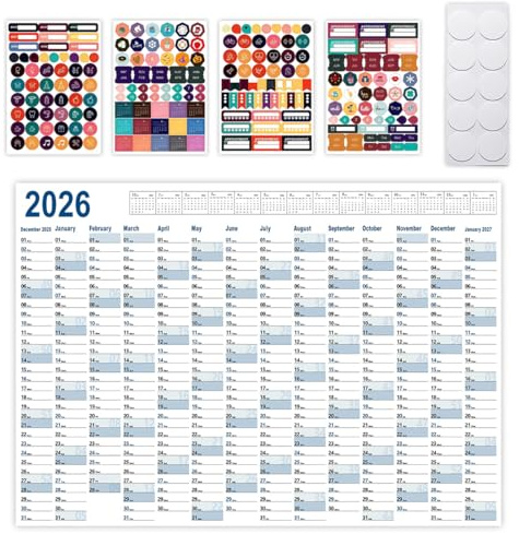 JUGUTA Calendrier Mural 2026, 1 Pièce Format 26X18 Cm Couleur Bleu, Planning Annuel Avec Semaines Et Jours Fériés Pour Bureau, Famille Et École