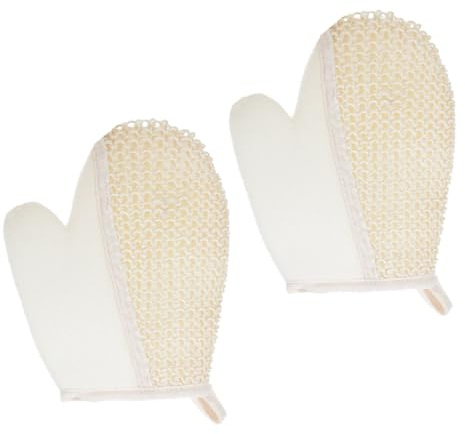 IMIKEYA 2pcs Sisal Bath Gloves for Effective Body Scrub and Exfoliation, Easy to Clean Versatile Use Shower Gloves Suitable for Back Scrubbing and Spa, Sturdy Cotton Cloth Material