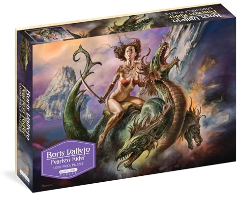 Boris Vallejo Fearless Rider 1,000-Piece Puzzle: for Adults Fantasy Dragon Gift Jigsaw 26 3/8” x 18 7/8”