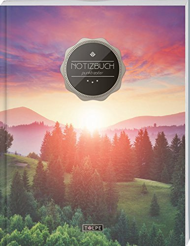 TULPE Punktraster Notizbuch A4 „C041 Horizont“ (140+ Seiten, Vintage Softcover, Punktkariertes Papier - Bullet Journal, Dickes Notizheft, Skizzenbuch, Tagebuch, Gepunktete Seiten, Dot Grid Notebook)