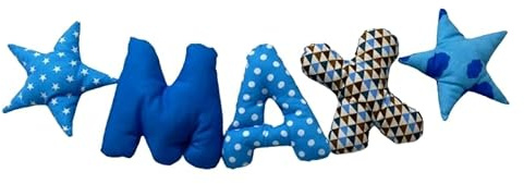 Stoffbuchstaben, Wandbuchstaben, Namenskette, Wunschname *Farbe: blau grau*