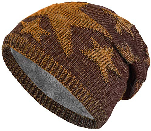 BALINCO Caldo Berretto Foderato con Fodera in Pile Orsacchiotto e Stelle Modello Cappello Invernale Taglia Unica per Donne e Uomini Berretto (1A)