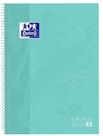 Oxford A4 European Book 1, kariert, 160 Seiten mit farbigen Rändern, Touch Hardcover, mit Whiteboard, pastell mint