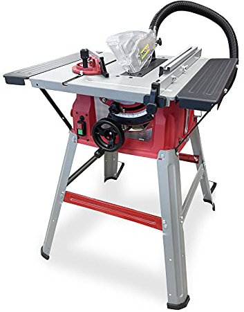 LUMBER JACK TS210SL 8 Table Saw, 1500W Motor, Adjustable 0-45° Angle, 70mm Cutting Depth, Dust Extraction Port, Full-Length Rip Fence & Side Extensions for Woodworking