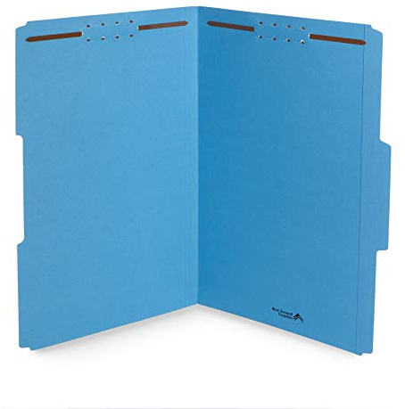 50 Heavy Duty Blue Fastener Folders, Legal Size, File Folders with Fasteners and 1/3 Cut Reinforced Tabs, Durable 2 Prongs, Designed to Organize Standard Medical or Law Files, 50 Pack | Heavy-duty 14pt, Reinforced 1/3 Top Tab, Legal Size, Embedded Fasteners, for Legal, Medical, and Office Records