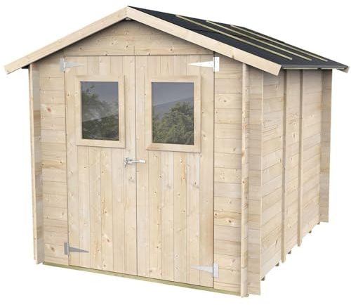 Casetta in Legno 2x2,5 m Jack per Attrezzi da Giardino – Porta Doppia con Finestre, Tetto Impermeabile, Pavimento incluso – Made in Italy – Spessore 19 mm – Kit Completo da Montare