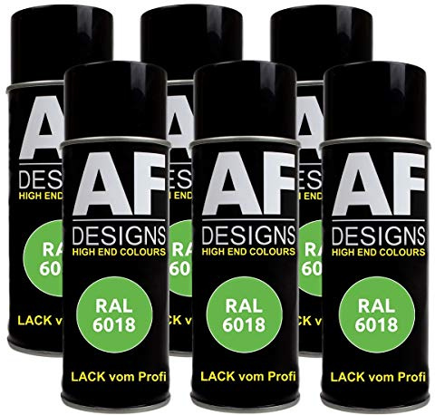 Alex Flittner Designs Spraydose RAL6018 GELBGRUEN matt, matt | 6er Pack RAL Spraydosen a 400 ml pro Dose