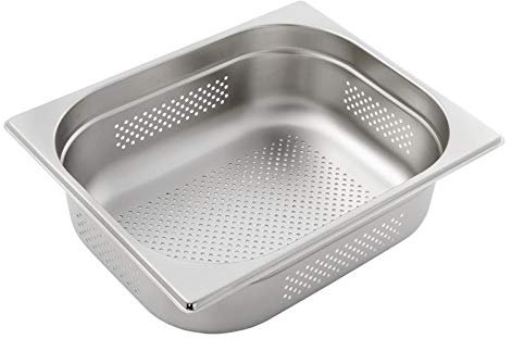 Allpax Récipient GN 1/2 en acier inoxydable – Hauteur 100 mm – Avec perforation – Récipient gastronorm alimentaire et résistant à la chaleur, pour égoutter ou comme insert de cuisson dans le réchaud