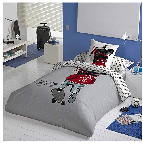 COTTON ARTean Funda Nórdica Infantil/Juvenil Reversible Carlino Cama de 90 Funda edredón 150x220 + 1 funda de almohada