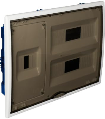 Quadro elettrico da incasso Pladur 24 elementi + 4 cornice bianca piombabile e porta FUME SOLER