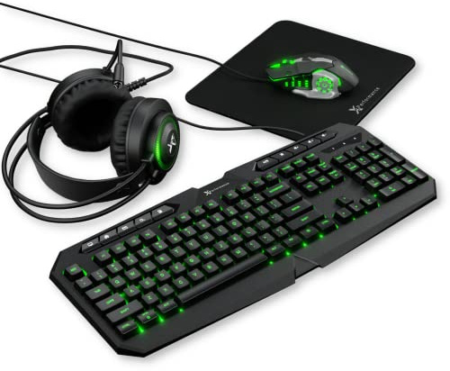 X9 Performance Combo tastiera e mouse da gioco con cuffie e tappetino per mouse, 4 in 1 RGB Gaming Bundle per Xbox One, PS5, PS4, PC