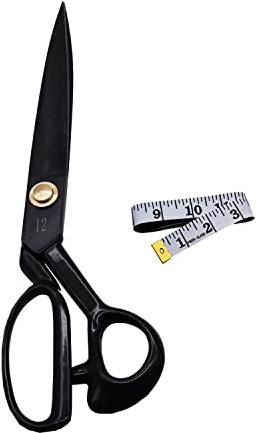 IHKFILAN Professionelle Schneiderschere Schwerlast Schere Industrielle Stärke Manganstahlschere Sharp für Zuhause und Büro Künstler Schneiderinnen,PVC Komfortgriff Schneiderschere, Schwarz 12/31 cm