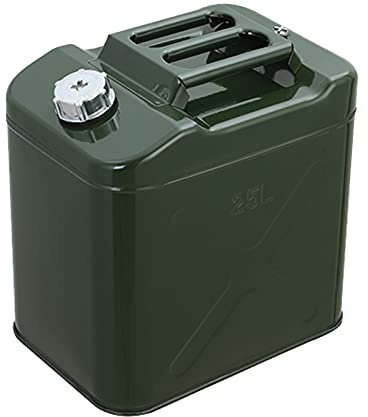 Mafatian Recipientes para Gasolina Tanque de Metal, Stardard Can Home Backup Tank con caño Flexible, Petrol Diesel de Emergencia para Estación, Ejército Green (25L, 30L, 40L)