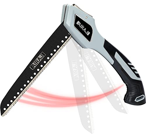 AIRAJ Folding Saw, Folding Pruning Saw with Safety Lock, 3D Coarse Teeth, SK5 High Carbon Steel Blade and Upgraded Non-Slip Handle, Pruning Saw for Garden, Outdoor, Camping, Jungle Craft