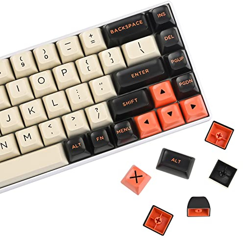 Owpkeenthy Retro Carbon Keycaps SA Profile 150-Key Custom Doubleshot ABS Key Caps Set with Split Spacebar for US and UK Layouts Mechanical Gaming Keyboard(ASA/Carbon)