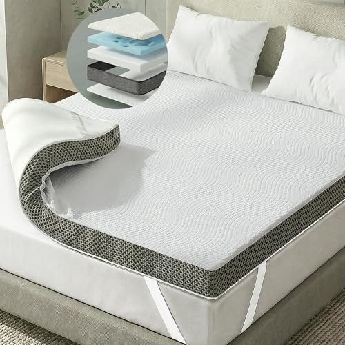 Degrees of Comfort Memory Foam Mattress Topper King Size, 8cm Thick Hypoallergenic Toppers with Airflow Mesh and Soft, Washable, Anti-Slip Cover for Back Pain and Silentnight Sleep, 150x200cm