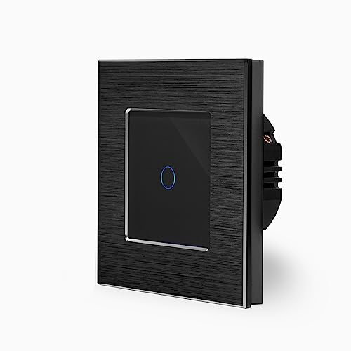 POINT einfacher Touch Wechsel Dimmer Lichtschalter Ein/Aus dimmbar 1-Fach im Aluminiumrahmen in schwarz 1-Weg Glas Berührungs Wandschalter Wechselschalter zum dimmen von mehreren Orten Luxus-Time