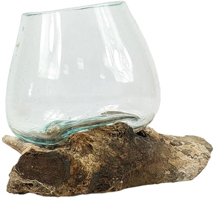 Villa Métisse Vase aus mundgeblasenem Glas auf Gamalwurzel – Größe XS