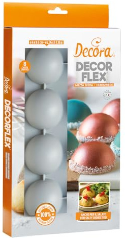 Decora 9260433 Stampo in Silicone Platinum flessibile, Made in Italy, di alta qualità, da 8 cavità, per una Mezza Sfera da Ø 60 X 30 H Mm, per preparazioni dolci e salate sia da forno che da frigo.