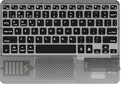 Tastiera touch wireless retroilluminata tastiera RGB tastiera trasparente Crystal Bluetooth tastiera universale per PC, nero