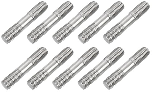sourcing map 10Pcs M8x40mm 304 Stainless Steel Double End Threaded Stud Screw Bolt for House Maintenance