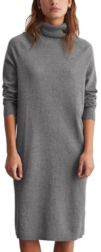 Marc O'Polo Denim Damen Strickkleid mit Rollkragen Relaxed Fit, Grau (Dark Shadow Melange), L