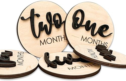 Baby Monthly Milestone, Wooden Baby Milestone Signs, Monthly Milestone Wood Discs, Baby Milestone Discs (S001)