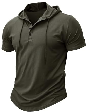 MakingDa Atletisk kortärmad huvtröja för män, moderiktig tränings- och gympullover, huvtröja, knapp, muskelpassform, somrig sweatshirt, lätt, hiphop, löpning, boxning, vandring, sport, tröja,