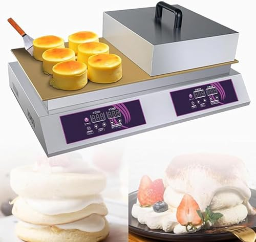Panquequera Comercial, Máquina Comercial Antiadherente para Hacer Soufflés con Control de Temperatura Máquina Eléctrica para Hacer Muffins de Acero Inoxidable para el Hogar,B