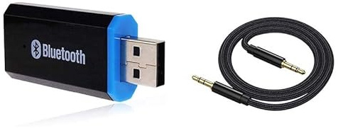 Szyafei Ricevitore USB Bluetooth Adattatore Wireless Audio Adattatore 3.5mm Car Kit Ricevitore Musicale, Adatto per Sistemi Stereo Casa/Auto, Altoparlanti Portatili (Aux In), con Cavo da 3.5mm (nero)