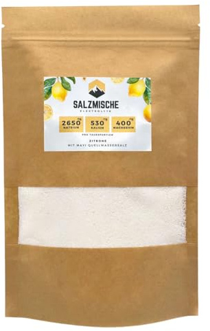 Elektrolyte ohne Zucker Zitrone I Natrium Magnesium Kalium für erfrischendes Iso Getränk zur Unterstützung von Elektrolyt-Balance und Sport Hydration I sommerliche Mineralsalzmischung 200g