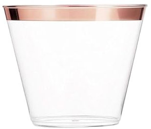 AQXYUULL 10/20/30 pièces de vaisselle transparente jetable et de gobelets en plastique for la décoration de la maison et les fournitures de mariage(Rose gold-20PCS)