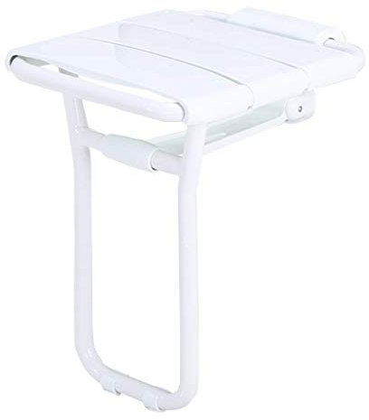 Weißer Duschsitz mit Beinen, an der Wand montierter, zusammenklappbarer Badezimmerhocker, zusammenklappbarer Wechselschuhhocker, Badewannenhocker für Erwachsene, ältere Menschen und Behinderte, max.