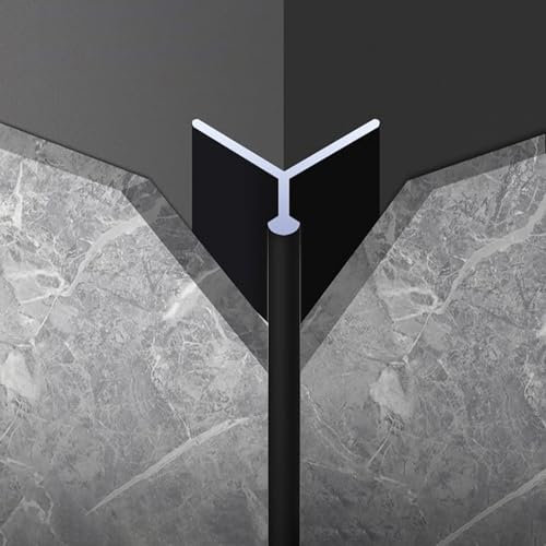 Raouoae Profilé De Finition De Carrelage en Aluminium 125 Cm* 2 Pièces Profilé De Bord pour Carrelage Finition Lisse pour Cuisine Et Salle De Bain Protège Les Coins Et Bords(Black,Medium)