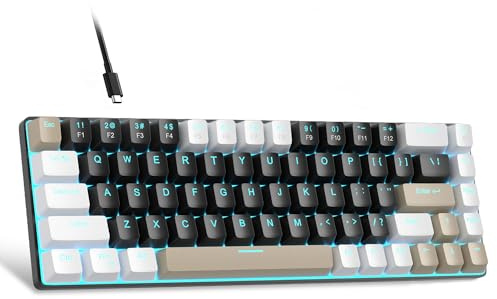 MageGee MK-Box Tragbare 60 % mechanische Gaming-Tastatur, LED-Hintergrundbeleuchtung, kompakt, 68 Tasten, Mini-Tastatur mit Kabel, mit braunem Schalter für Windows, Laptop, PC, Mac,