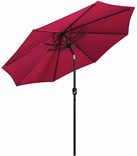 HUIBBGO Ombrellone da Giardino da 2,7 m, Parasole Basculante con manovella e Protezione UV, Compatto, da Esterno, per terrazza, Giardino, Spiaggia, Piscina, Patio