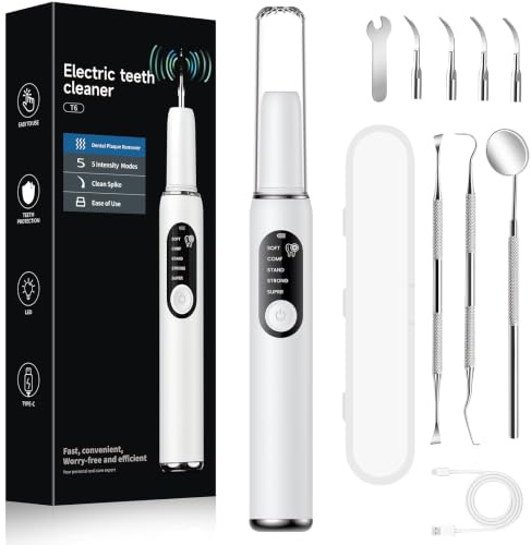 FIVAVA Kit de Limpieza de Dientes de Perro, Cepillo Dientes Perro para Mascotas, Cepillo de Dientes para Cuidado Dental para Perros y Gatos, 5 Modos de Limpieza, 4 Cabezales