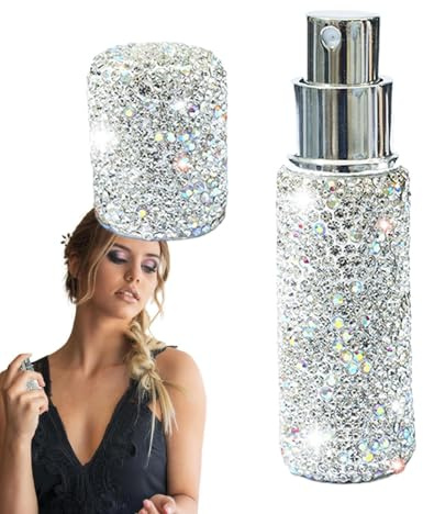 Yianyal Perfume Atomizer - 10ml Portable Glass Bling Perfume Refill Bottle,Refillable Fragrance Oil Sprayer, Small Travel Dispenser for Hair Spray