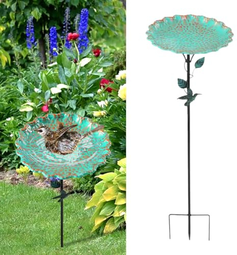 Vogeltränke Stehend Winterfest,Vogeltränke Stehend Für Garten,Vogelbad Garten Balkon Balkongeländer Mit Ständer,Vogeltränke Winterfest Mit Erdspieß,Vogelfutterspender Wildvögel,Wassertränke Vögel (A)