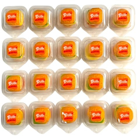 Trolli Burger Sparpack mit 20 Mini Burgern, Trolli Mini Burger einzeln verpackt, 200g Trolli Süßigkeiten Box für Mitgebsel Kindergeburtstag, Pinata Füllung und Füllung Schultüte