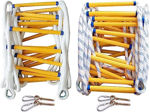 OYYMTE Escalera de Cuerda for Escalada de Incendios, Escalera de Incendios con Gancho, Escalera de Cuerda Reforzada Resistente al Desgaste, Ventana, balcón, Patio de recreo(BLU,12m)