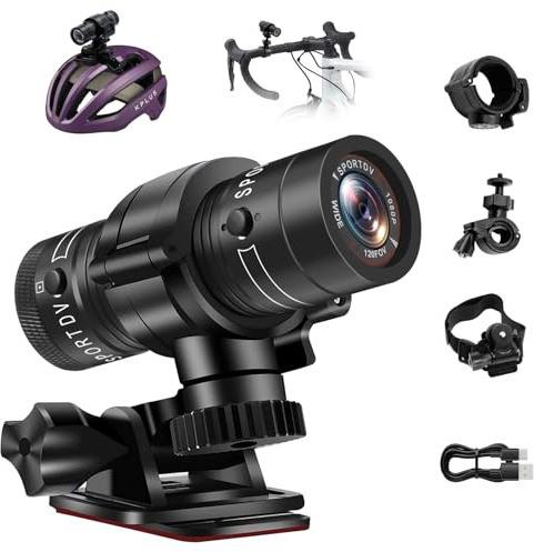 Pudet Luo Action Cam, 1080P HD & 120° Wide Angle Helmet Camera, 1000 mAh High Performance Battery & IP63 Waterproof Action Cameras for Bicycle/Motorcycle