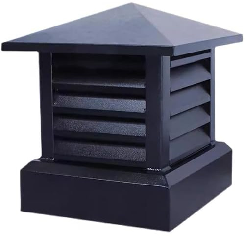 WhamtL Chimney Cowl Vent Cover Chimney Cap Black, All-Weather Square Chimney Cowl, Rooftop Rain Chimney Flue Cover, Aluminum Alloy Square Louvre Roof Vent(250x250mm(9.8x9.8in))