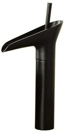 TYMYW Rubinetto Alto per Lavabo da Appoggio Cascata Miscelatore Monocomando Rubinetto Bagno Antico Nero Foro Singolo Ottone