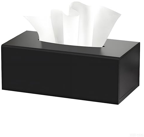 Pancosmy Acryl Taschentücherbox, Mattschwarz Kosmetiktücherbox mit Magnetabdeckung für Standard Taschentücher Stilvoller Taschentuchspender für Bad, Wohnzimmer, Büro & Auto - 25x13x9 cm
