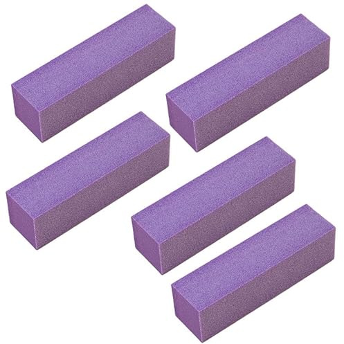 5/10 blocchi per lucidatura unghie, tamponi in spugna a 4 lati per lucidatura unghie, manicure, strumenti per pedicure (viola, 5)