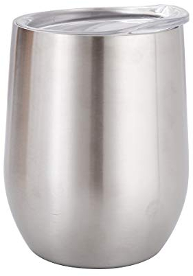 Gteller Gtell Stainless Steel Wine Glasses, Double Wall Insulated Tumbler with Lid for Wine, Coffee, Drinks, Champagne, Cocktails (Stainless Steel) …