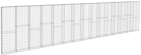 vidaXL Gabion Wall with Covers High Load Capacity Retaining Garden Lawn Yard Terrace Balcony Backyard Edging Cage Galvanized Steel 354.3