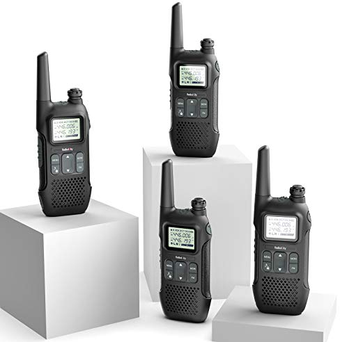 Radioddity PR-T1 PMR446 Walkie Talkie Set mit LC-Display, Funkgerät 4KM Reichweite, 16 Kanäle PMR446 Lizenzfrei Wiederaufladbar Akku mit Headset für Abenteuer, Outdoor-Aktivitäten, Camping, 4 Stücke